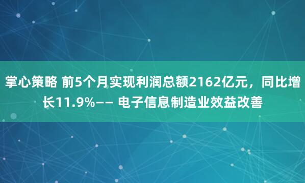 掌心策略 前5个月实现利润总额2162亿元，同比增长11.9%—— 电子信息制造业效益改善